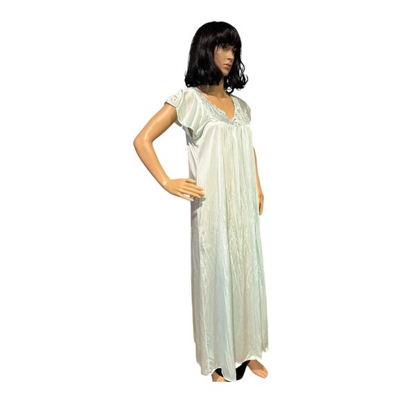 American Vintage Kayser Green flutter sleeves Long Nightgown size medium - Picture 5 of 12